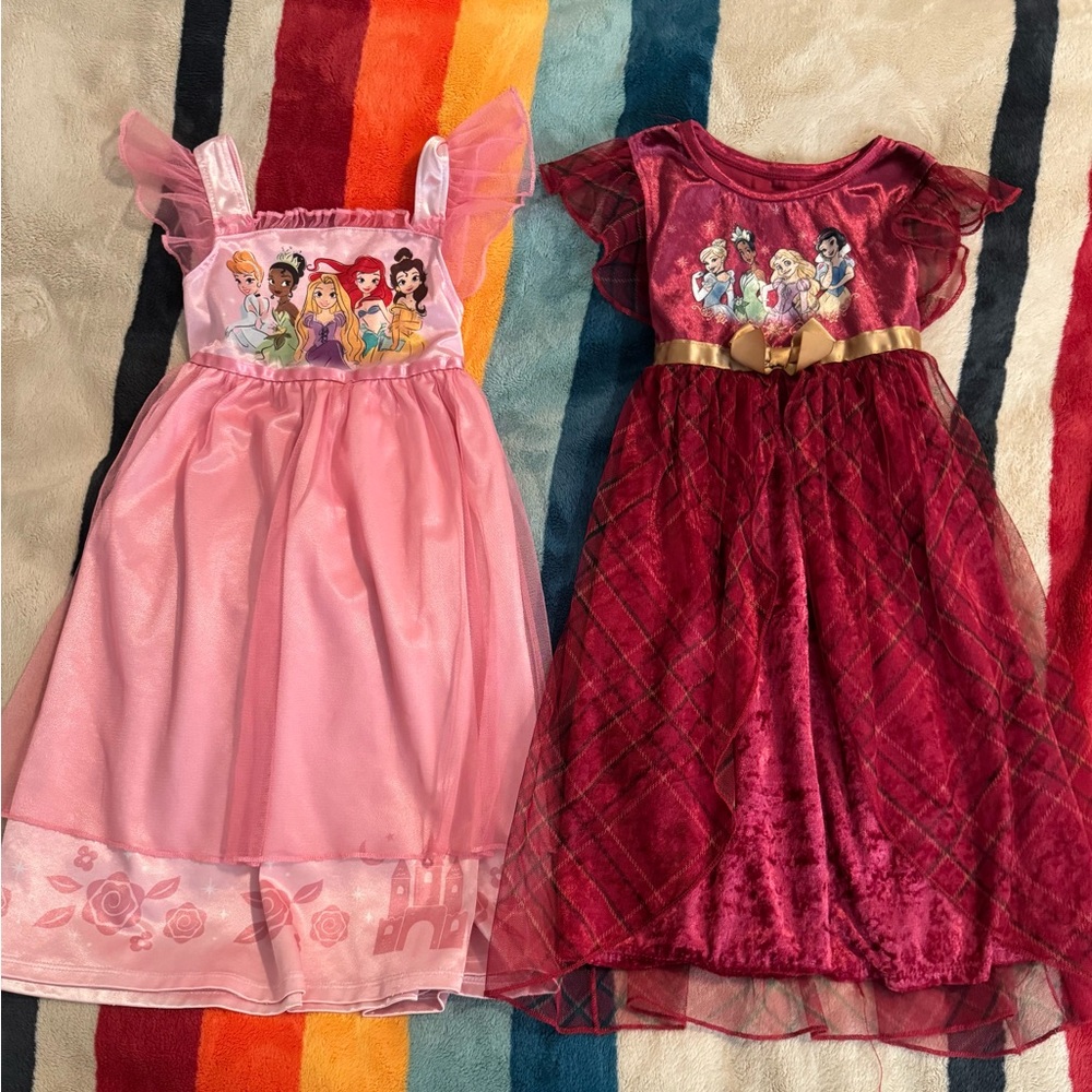 Disney Princess Pink Dress with Character Prints